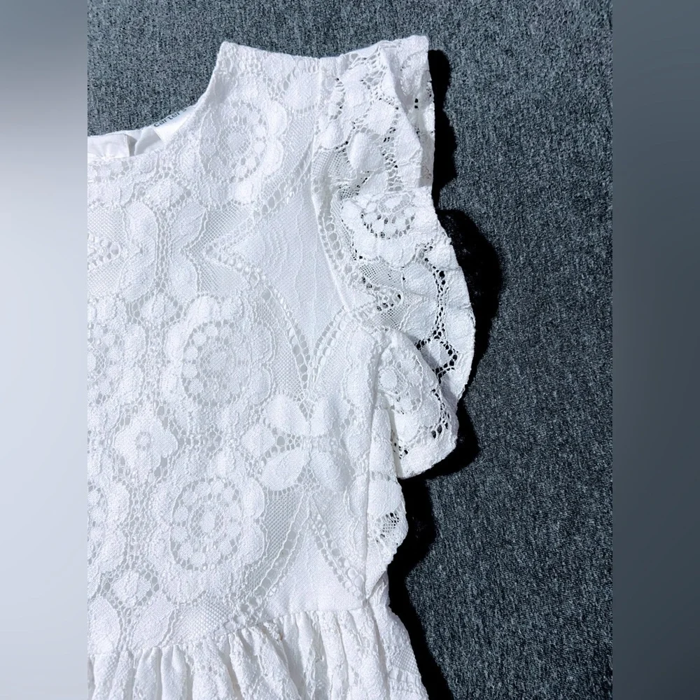 Carter's Flutter Short Sleeve Lined Lace Dress Youth Girls Size 6 Small